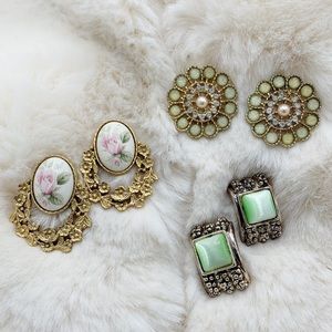 Antique inspired  3 pairs for $20 gold tone earrings